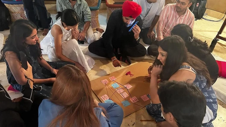 Participants presenting at the 2025 OpenNyAI Maker Residency in New Delhi